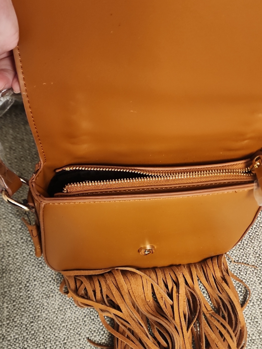 Summer & Rose Fringe Crossbody Bag in Tan - Picture 6 of 7